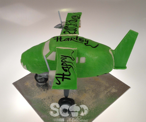 Sooo Delicious made this creative aeroplane cake.